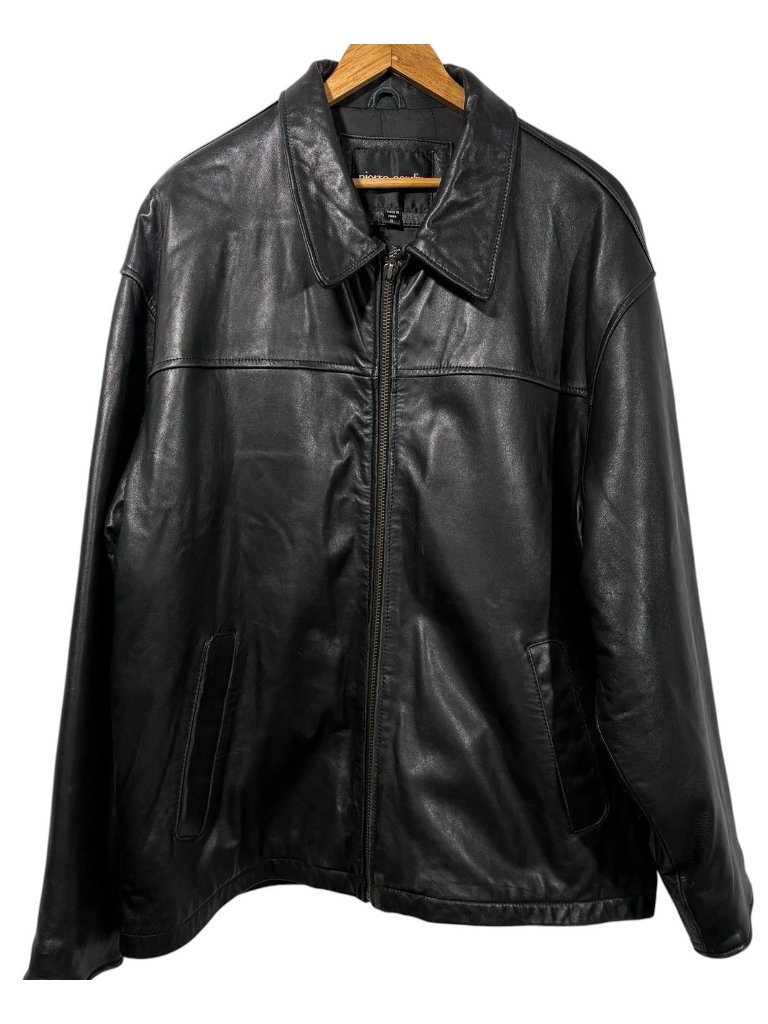 Pierre Cardin Mens Vintage Black Leather Jacket Sz Xl Full Zip Butter Soft